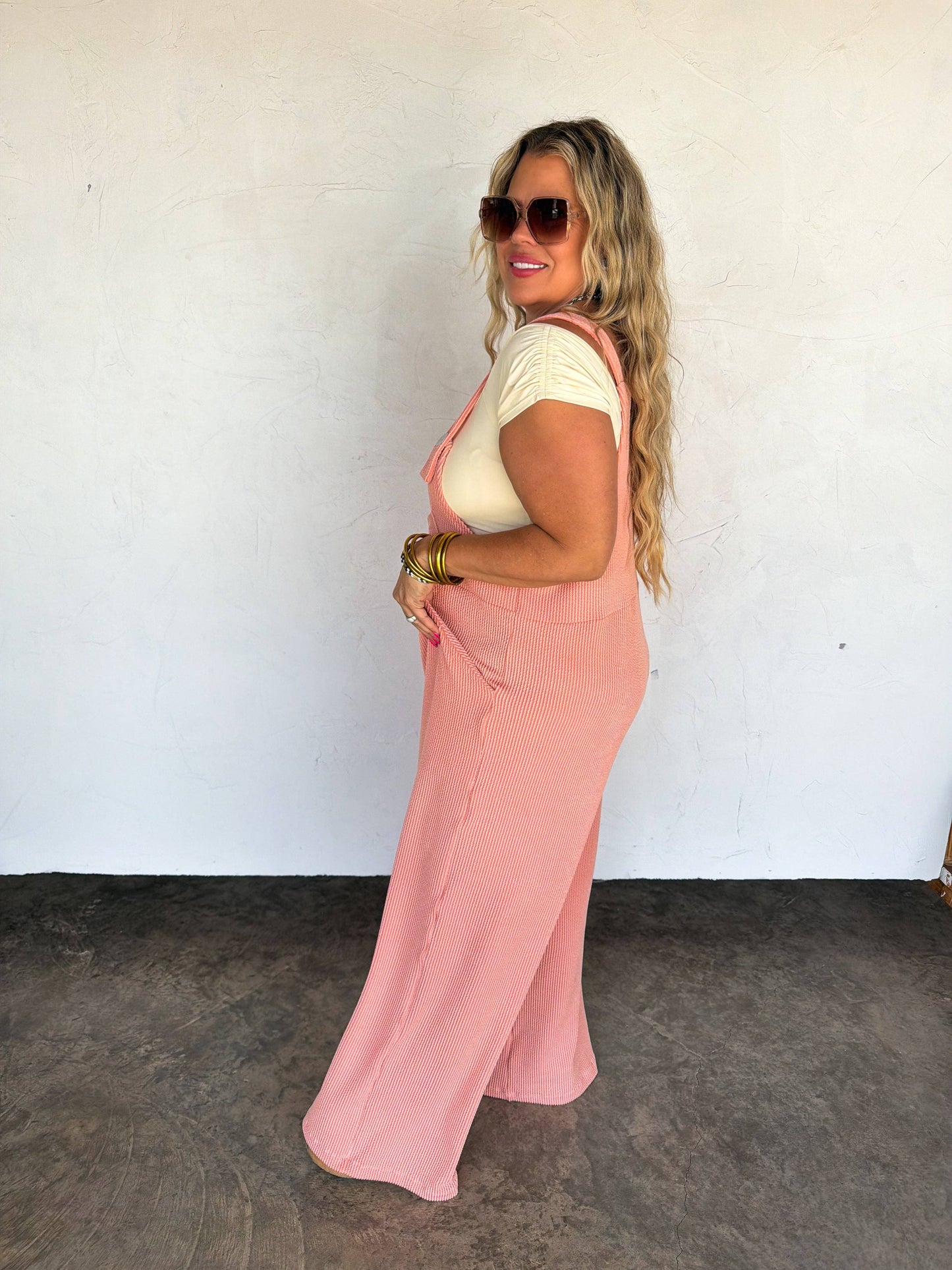 Spring Boho Overalls With Pockets Adjustable Straps