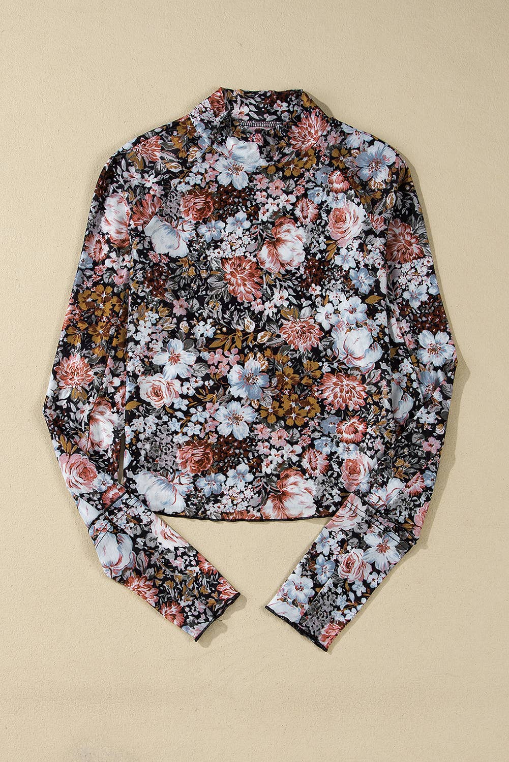 Floral Long Sleeve Mesh Blouse