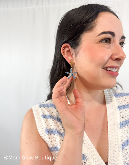 Blue Starfish Earrings