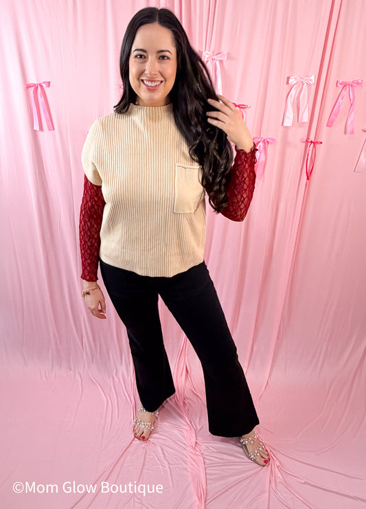 Pocket Ribbed Knit Sweater