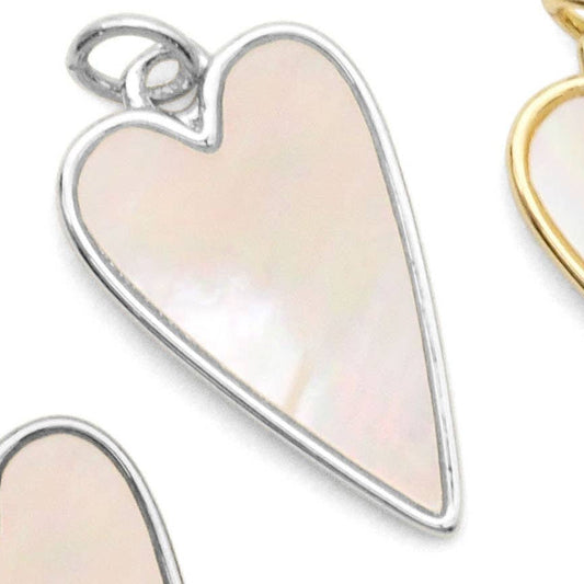 Gold Filled Cubic Zirconia Mother Of Pearl Heart Charm