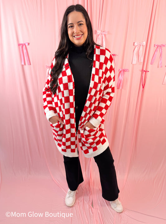 Red Checkered Cardigan