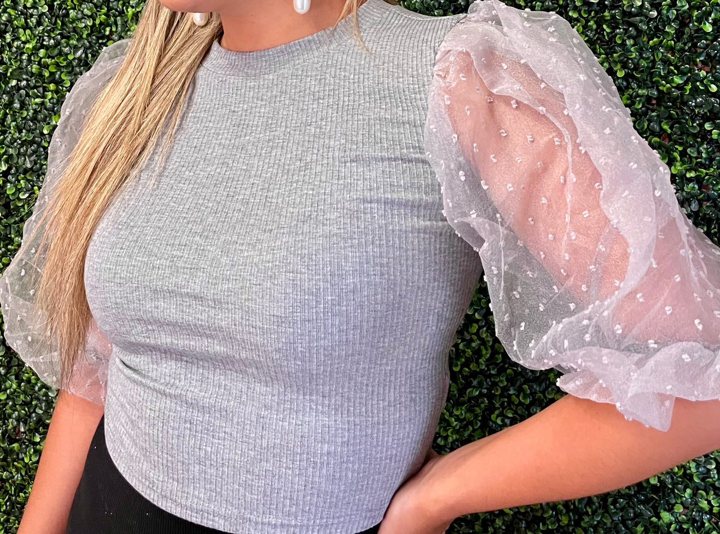 Count On Me Mesh Sleeve Top