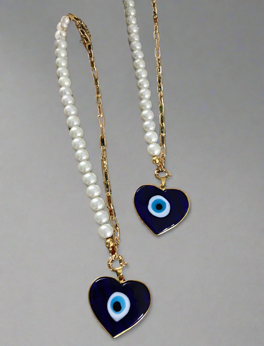 Tamara Heart Eye Pearl Necklace