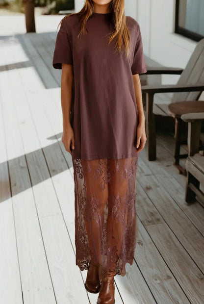 Mesh Lace T-Shirt Dress