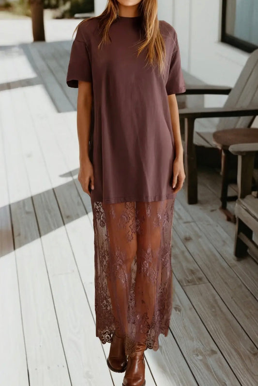 Mesh Lace T-Shirt Dress