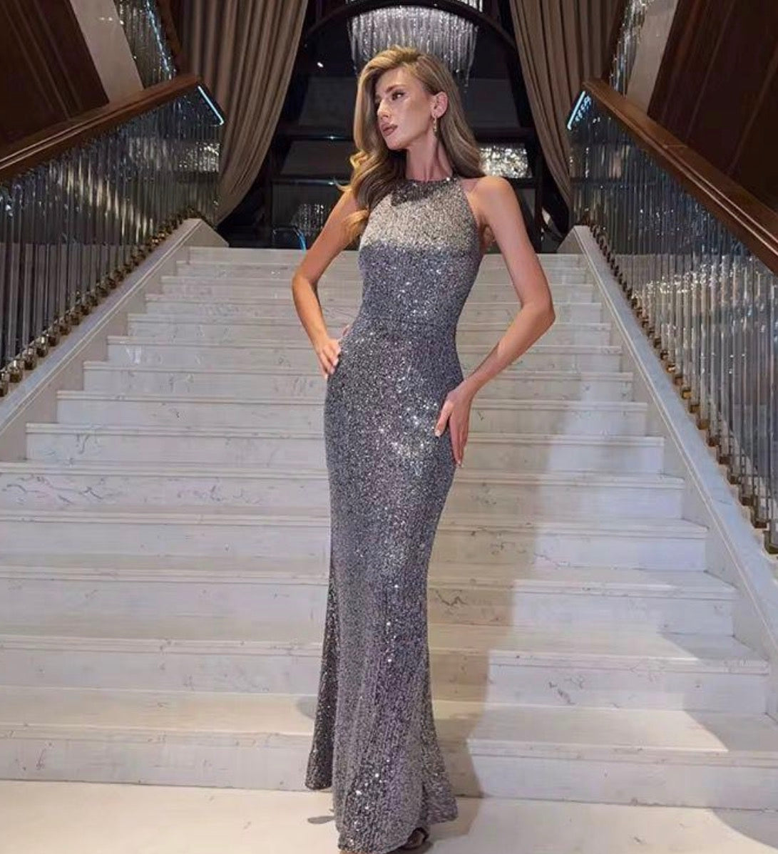 Sequin Halter Dress
