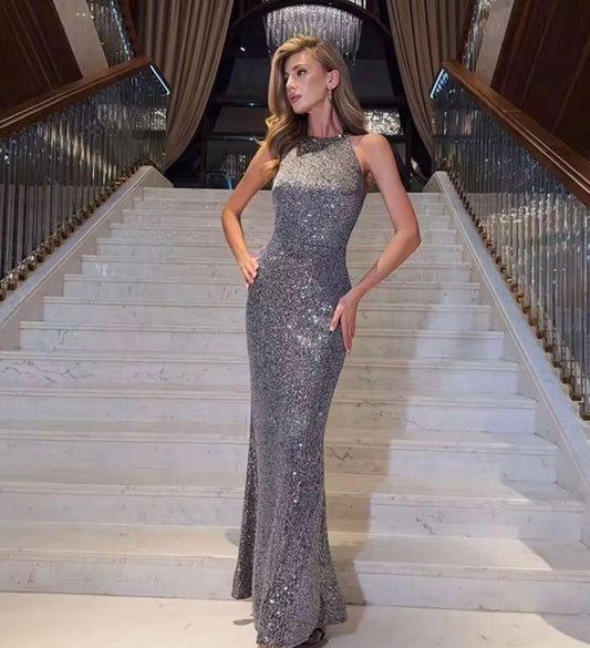 Sequin Halter Dress