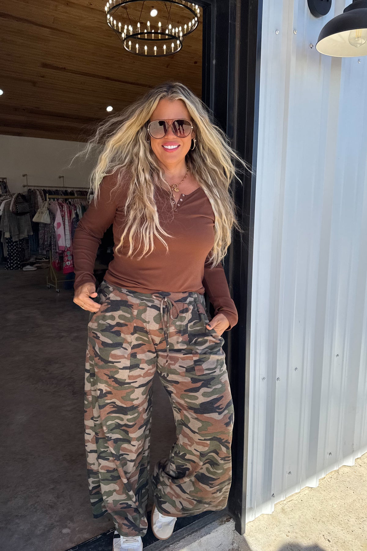 Camo Waffle Knit Pants