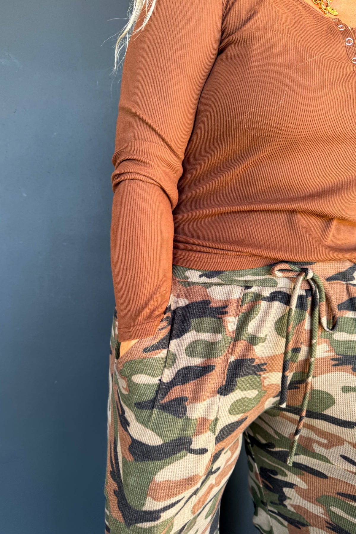 Camo Waffle Knit Pants