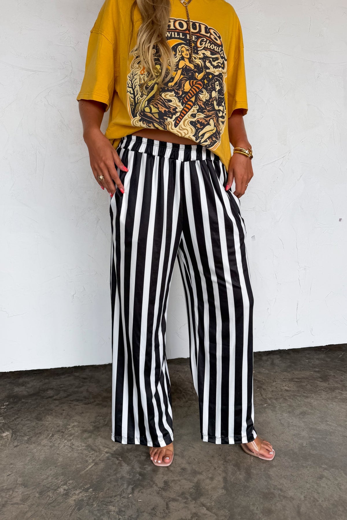 Pre-Order Black and White Striped Pants