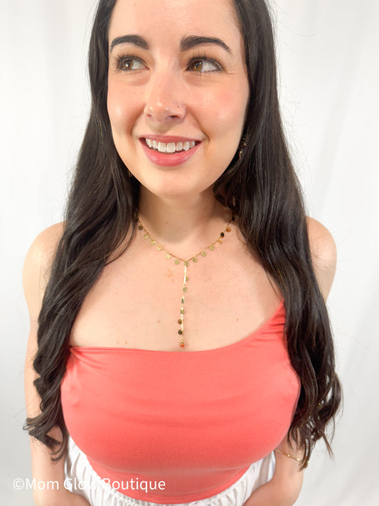 Quinn Beaded Gold Long Necklace