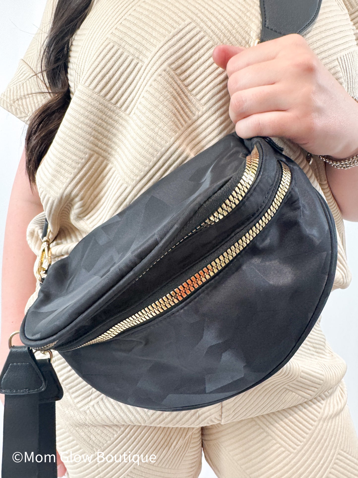 Gia Double Zip Nylon Crescent Sling