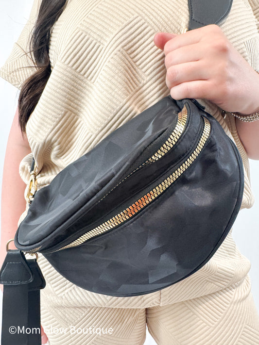 Gia Double Zip Nylon Crescent Sling