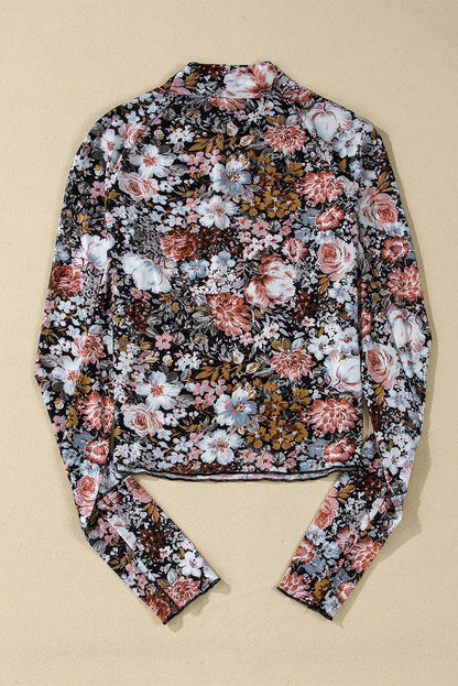 Floral Long Sleeve Mesh Blouse