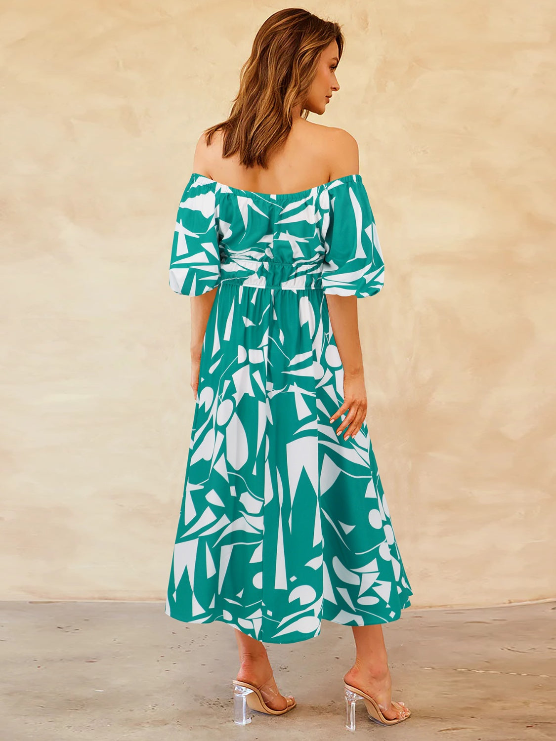 Off-Shoulder Balloon Sleeve Dress