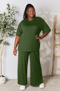 Slit Top and Pants Two Piece Set