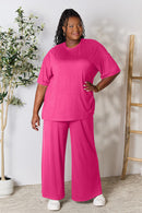 Slit Top and Pants Two Piece Set