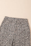 Leopard Frayed Wide Leg Jeans