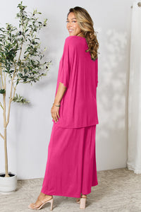Slit Top and Pants Two Piece Set
