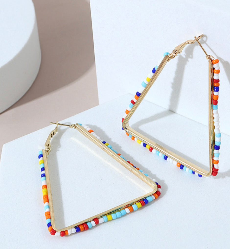 Beaded Triangle Earrings - StarLight Boutique | Everyday Fashion for Every Body Type